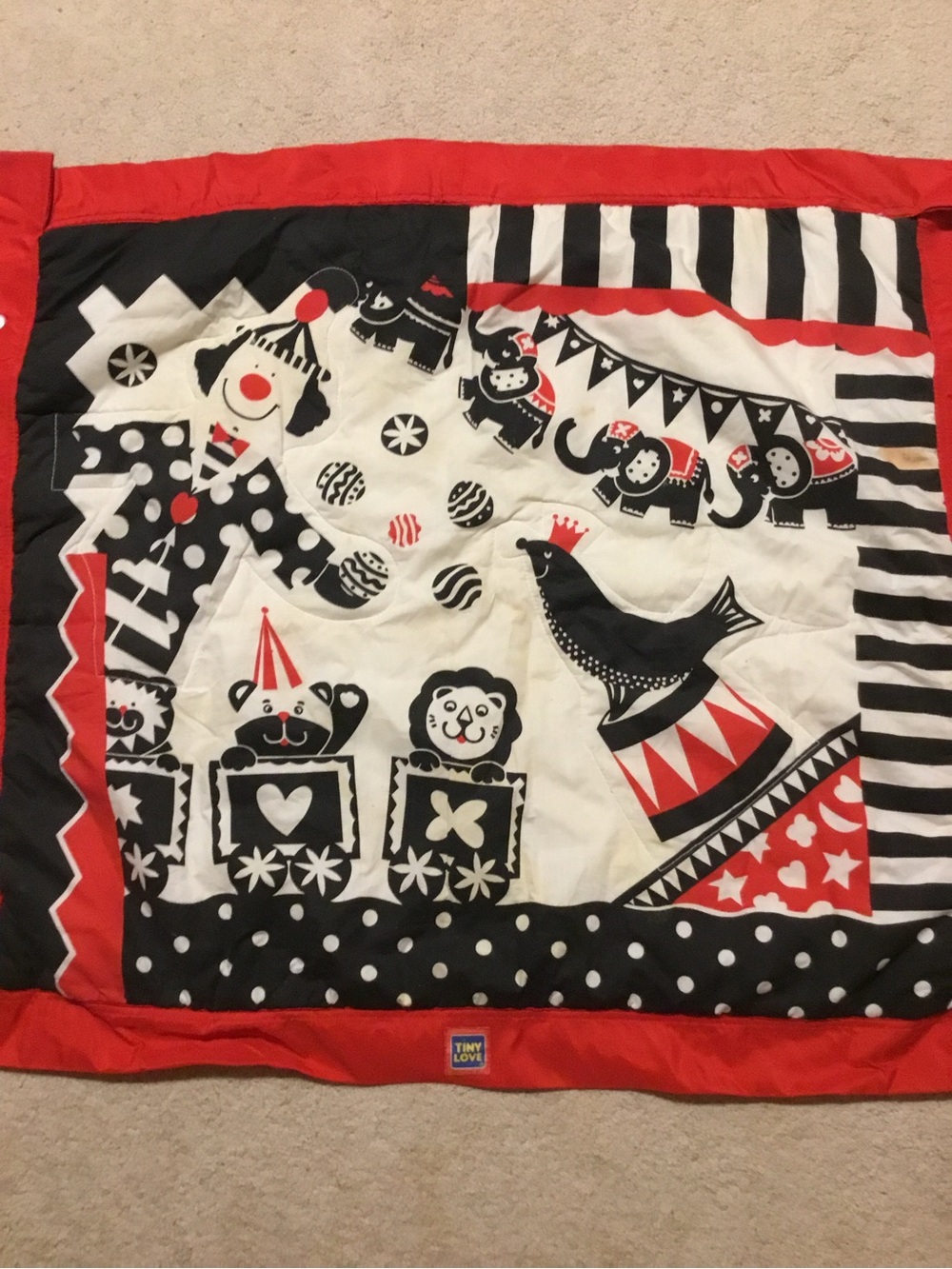 Tiny Love Circus Playmat for Kids in Black, White & Red